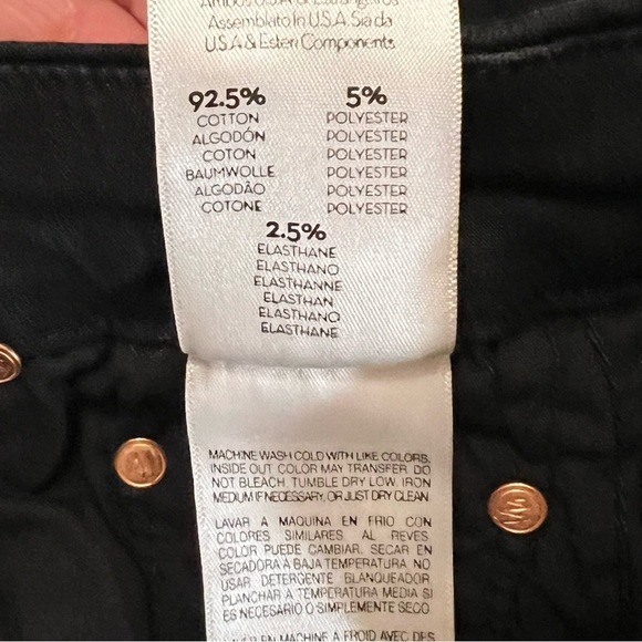 Mother High Waisted Looker Ankle Fray Black Guilty Glitter Racer Stripe Jeans 26 - Picture 14 of 16